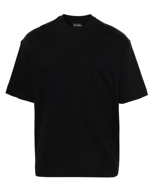 T-shirt en coton à design uni Emporio Armani pour homme en coloris Black