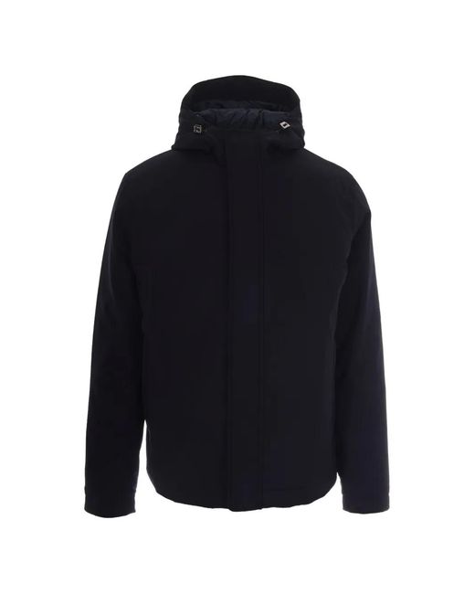 Herno Blue Hooded Concealed-Fastening Jacket for men