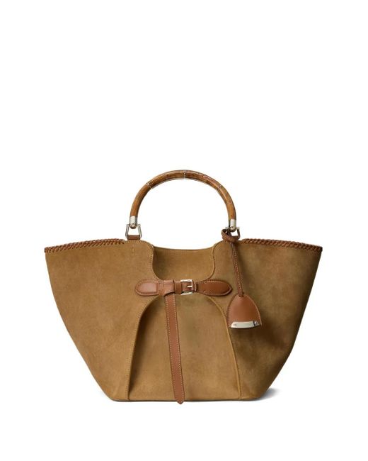 Ralph Lauren Brown The Ralph Suede Bamboo-Handle Tote Bag