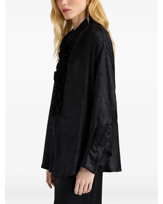 Momoní Black Bilancia Bis Ruffled Shirt