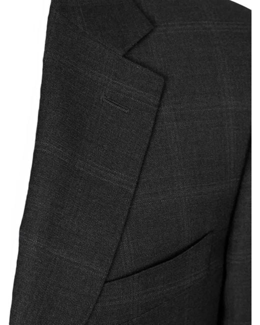 Canali Black Check-Pattern Single-Breasted Suit for men