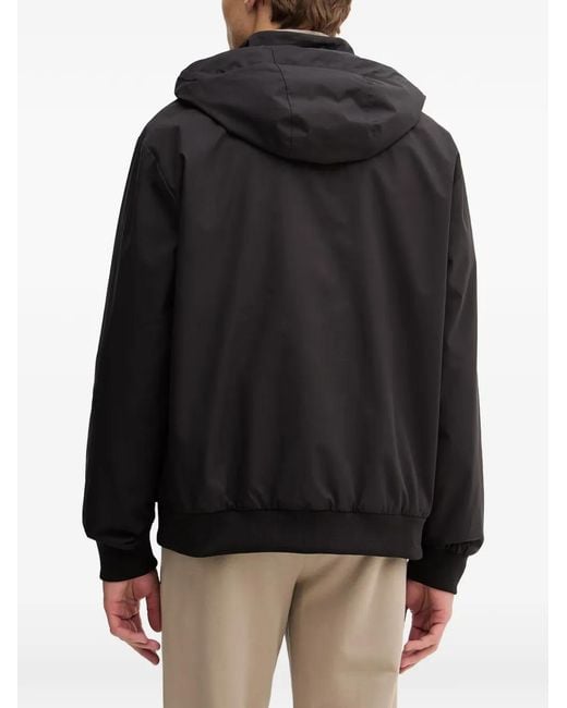 EA7 Black Logo-Print Hooded Jacket for men