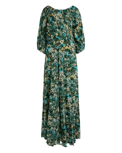 Marinella Green Sara Crew-Neck Maxi Dress