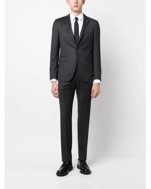Tagliatore Black Single-Breasted Buttoned Suit for men