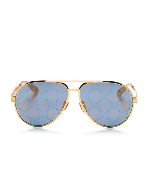 Gucci Blue GG Pilot-frame Sunglasses for men
