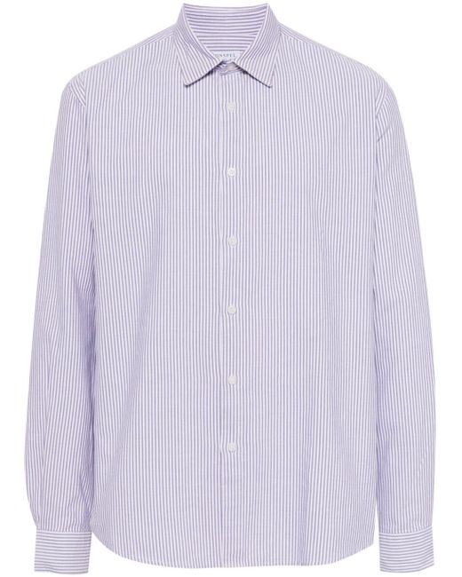 Sunspel Purple Vertical Stripe Poplin Shirt for men