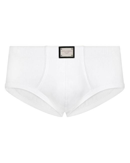 Dolce & Gabbana Slip mit Logo-Schild in Weiß für Herren | Lyst DE