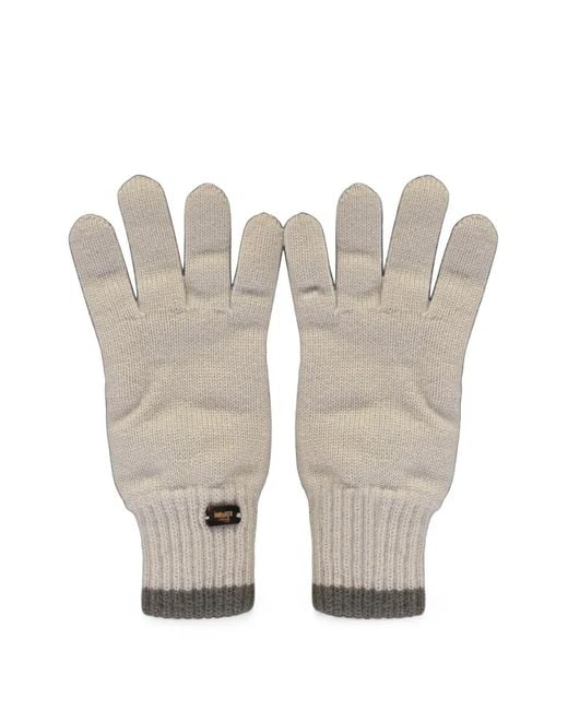 Moorer White Logo-Plaque Ribbed-Trim Gloves for men
