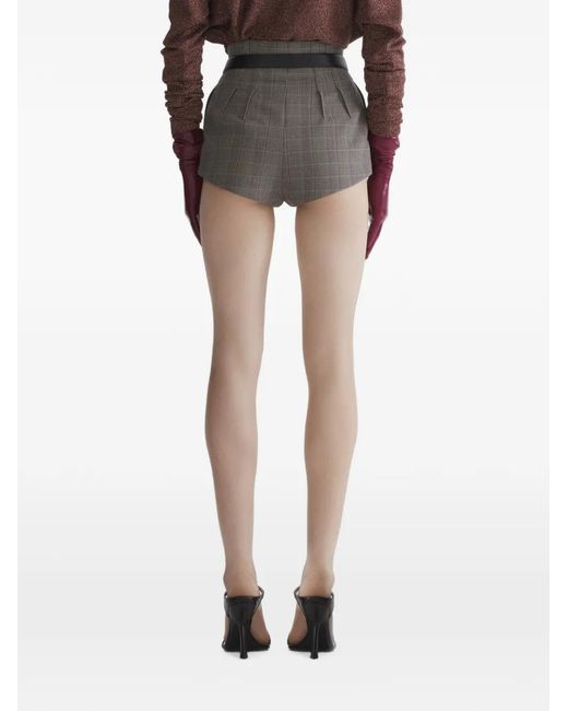 Mugler Black Pleated Check Shorts