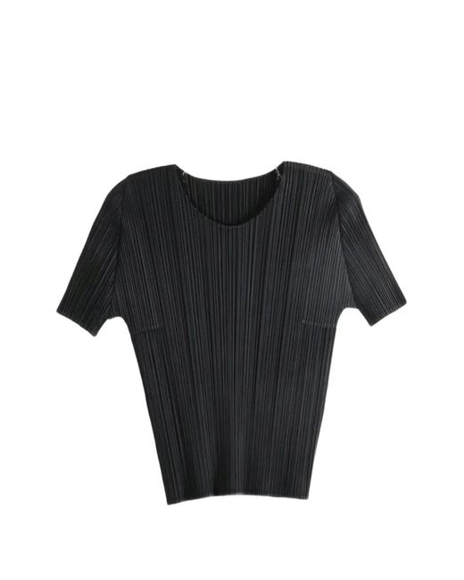 Pleats Please Issey Miyake Black Pleated T-Shirt