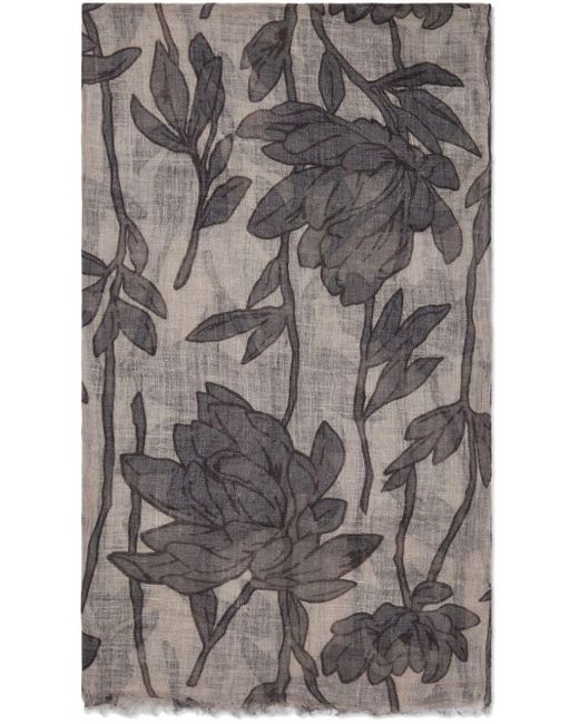 Brunello Cucinelli Gray Schal mit Blumen-Print