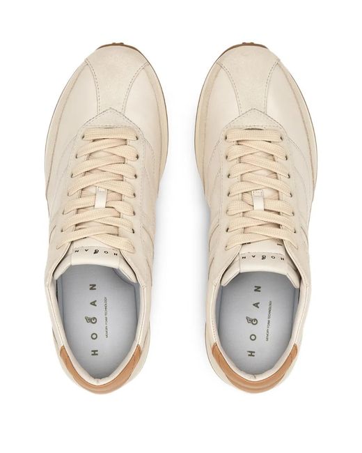 Hogan White Lace-Up Sneakers With Silk