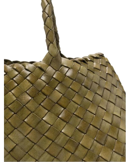Dragon Diffusion Green Big Santa Croce Woven Leather Tote Bag