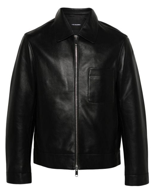 Yves Salomon Black Zip-up Leather Jacket for men