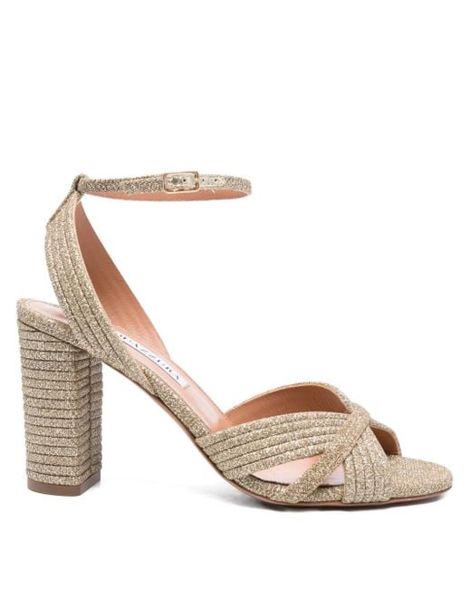 Aquazzura Metallic 90Mm Very Sundance Ankle-Strap Sandals