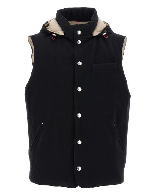 Brunello Cucinelli Black Padded Wool Vest for men