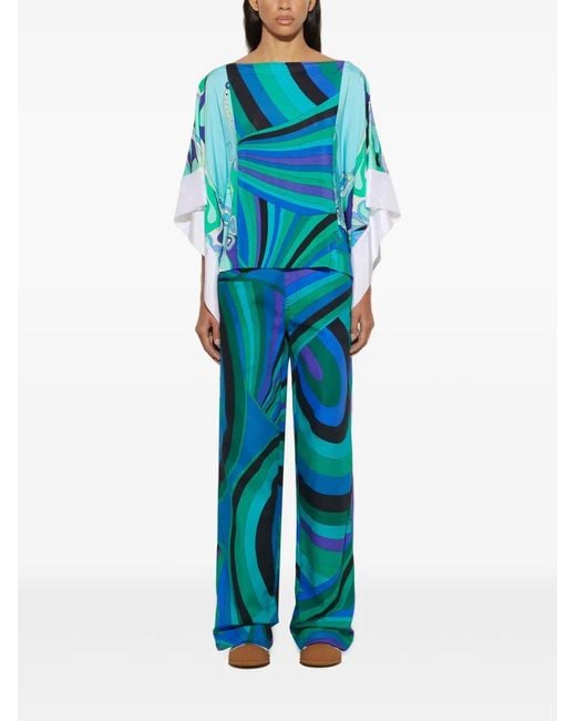 Emilio Pucci Blue Iride-Patterned Trousers
