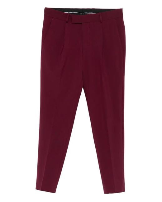 Karl Lagerfeld Red Pleated Side-Pocket Trousers for men