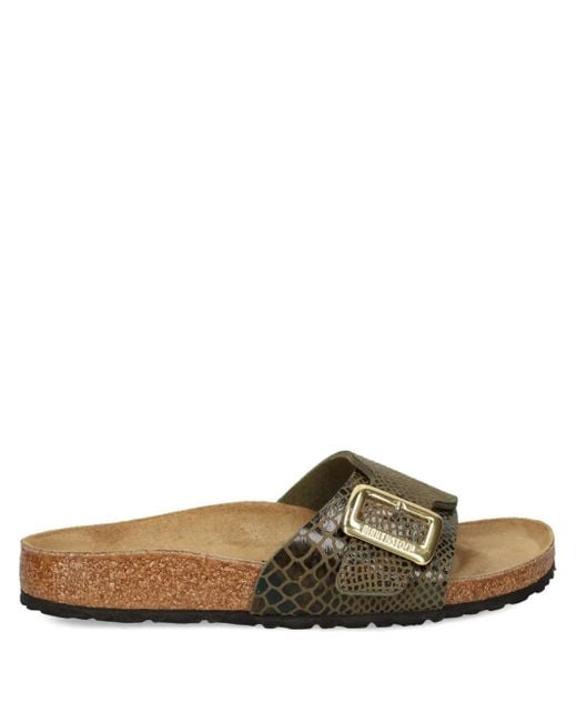 Birkenstock Brown Snakeskin Buckle Sandals
