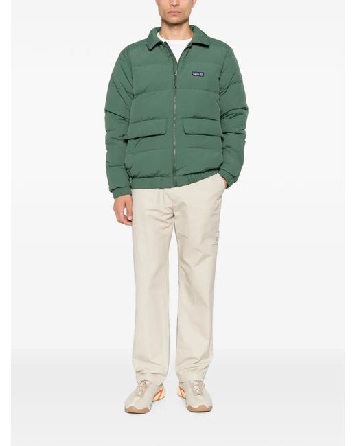 Patagonia Green Quilted Logo-Patch Jacket for men