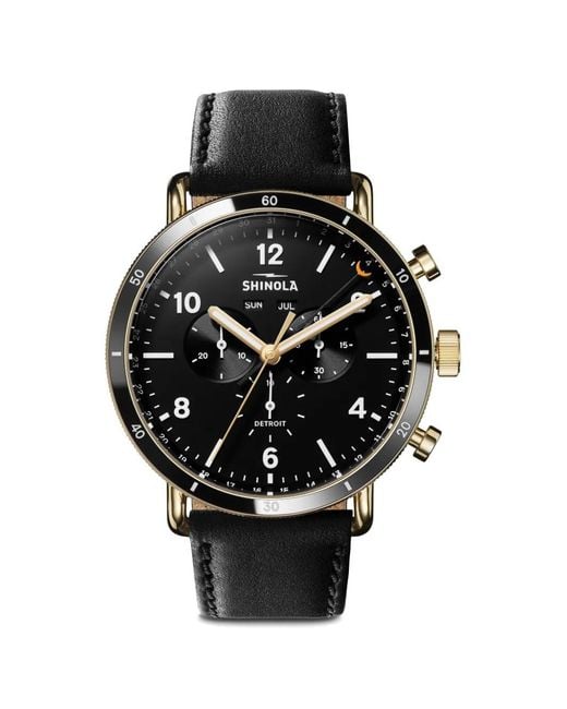 Shinola Black Canfield Sport 45Mm Watch for men
