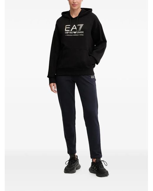 EA7 Black Logo Hooded Top