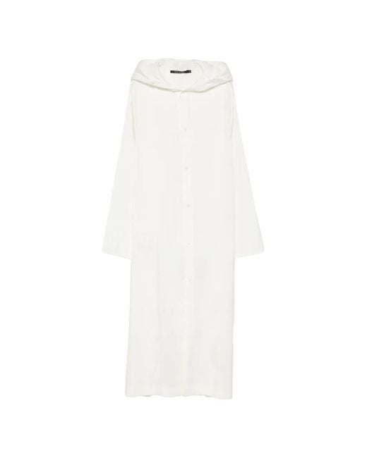 Sofie D'Hoore White Hooded Button-Up Midi Dress