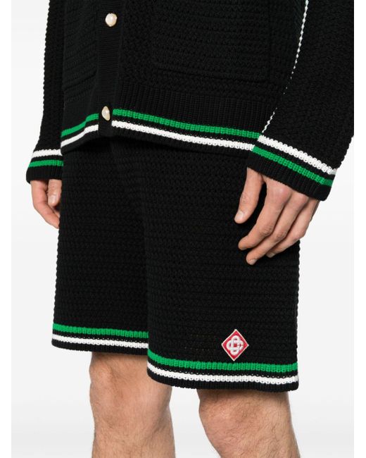 Casablancabrand Black Logo-patch Crochet Tennis Shorts for men