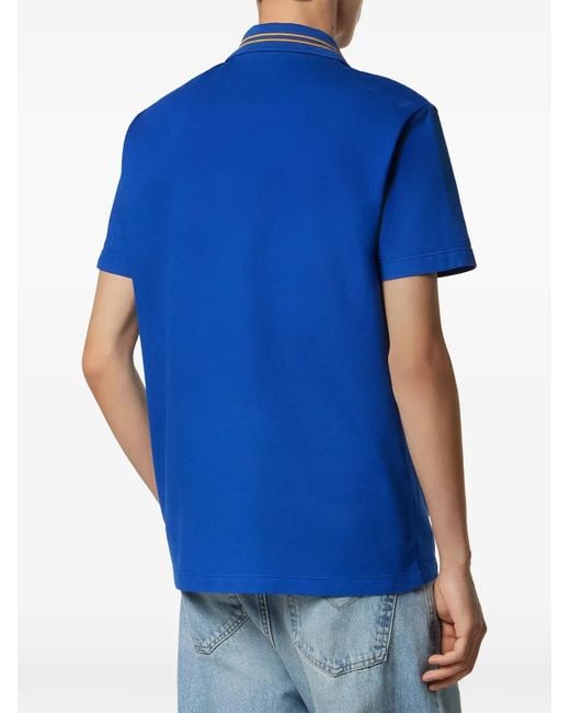 Versace Blue Medusa-Embroidery Polo Shirt for men