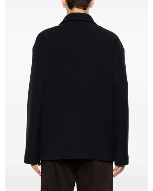 Sandro Black Button-Fastening Wing-Collar Jacket for men