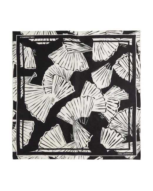 Karl Lagerfeld Black K/Signature Small Fan-Print Scarf