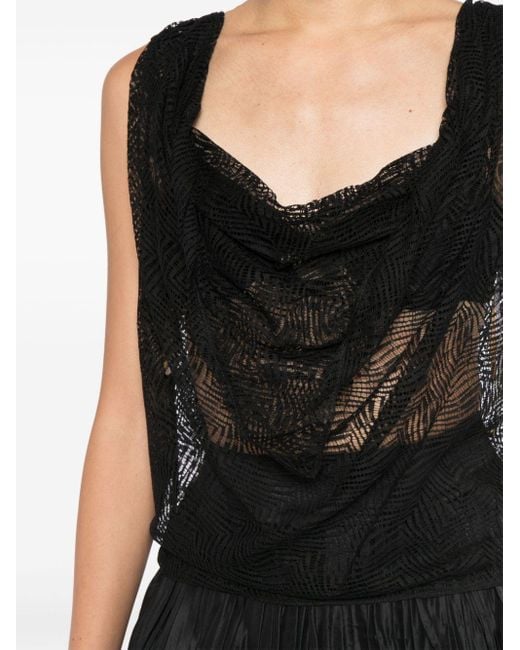 Saiid Kobeisy Black Lace Draped Top