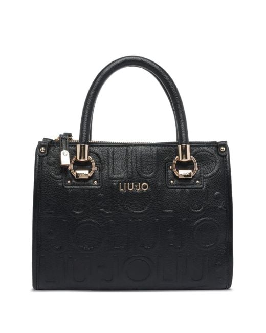 Borsa Tote Con Logo Goffrato di Liu Jo in Black
