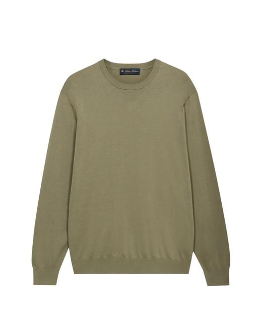 Brooks Brothers Green Crew Neck Ribbed Sweater for men