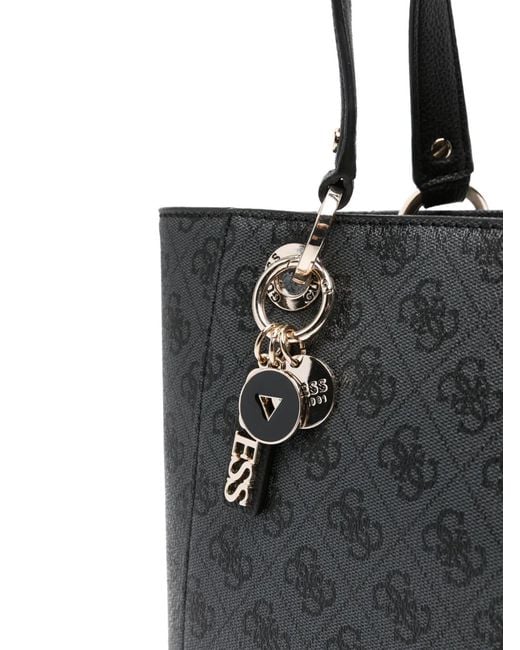 Guess Black Noelle Monogram-Pattern Tote Bag