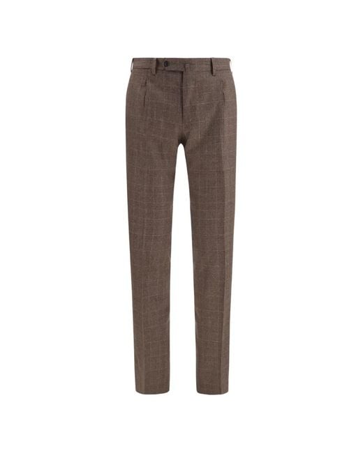 Germano 1952 Gray Checked Wool Trousers for men