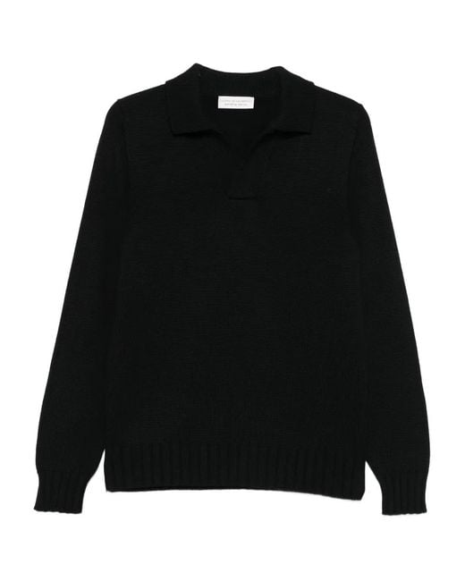 FILIPPO DE LAURENTIIS Black Polo-Collar Sweater for men
