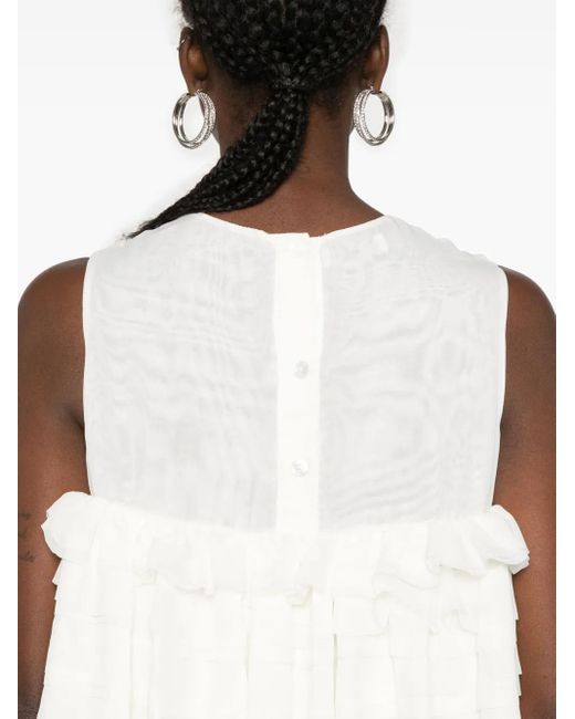 Baruni White Ruffled Mini Dress