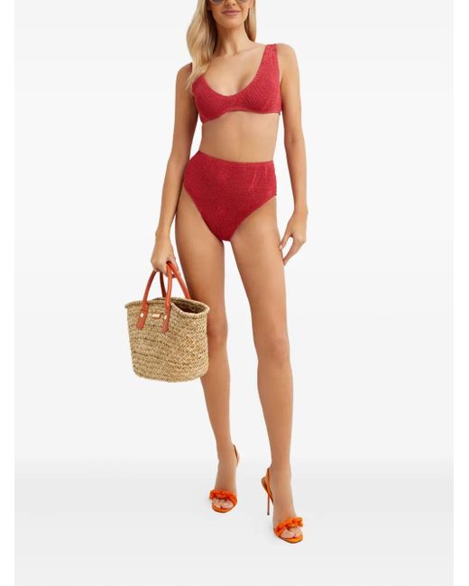 Bondeye Red Palm-Print Scout Bikini Top