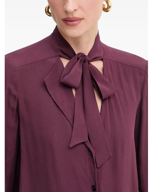 Patrizia Pepe Purple Bow-Neck Blouse