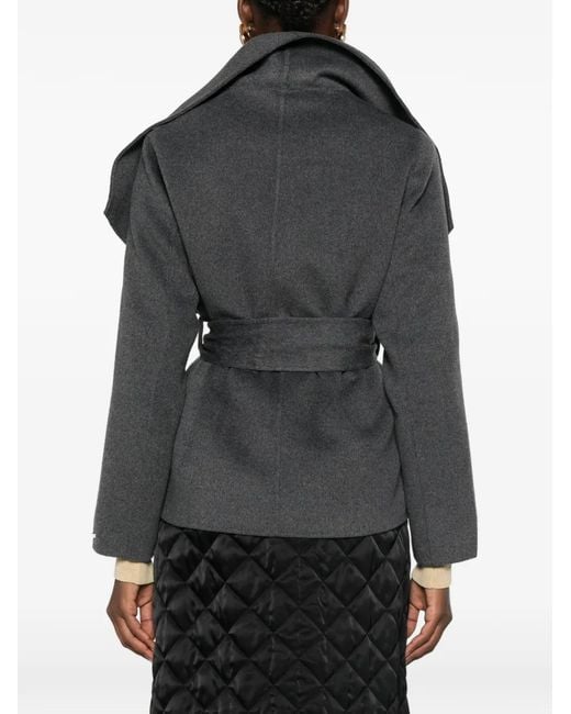 Marella Gray Mllpulcino Belted Shawl-Collar Coat