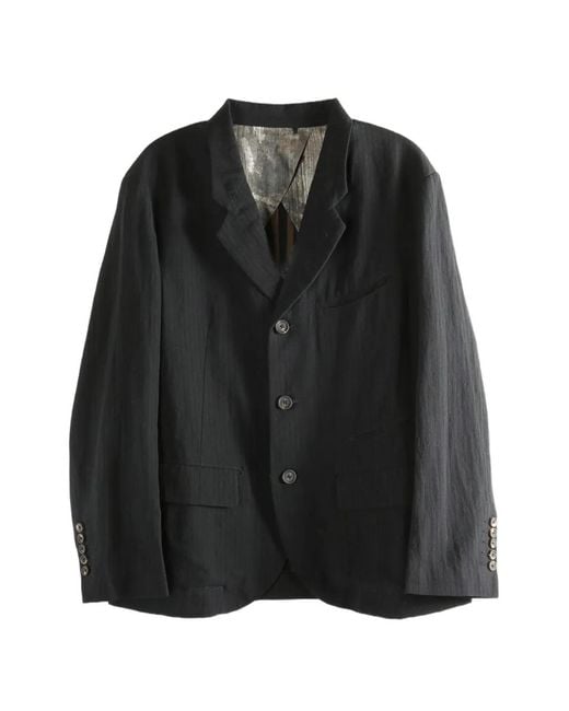 Ziggy Chen Black Single-Breasted Crinkled Jacket for men
