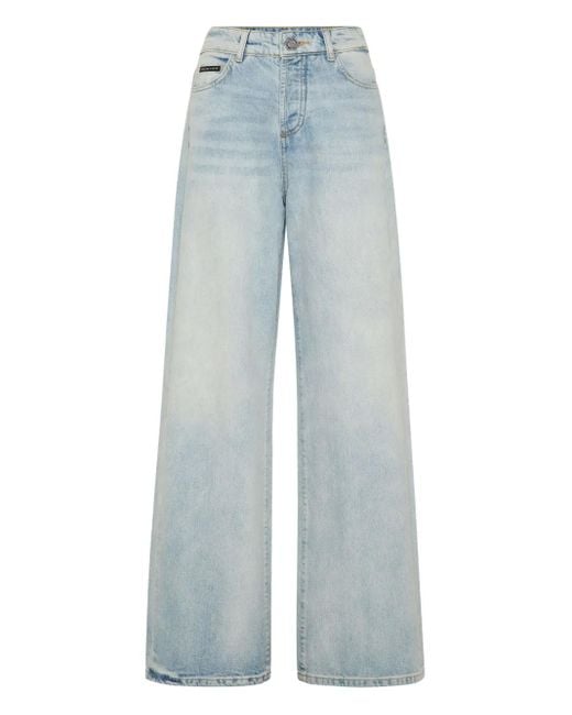 Philipp Plein Blue Denim Trousers Skater Fit Logo