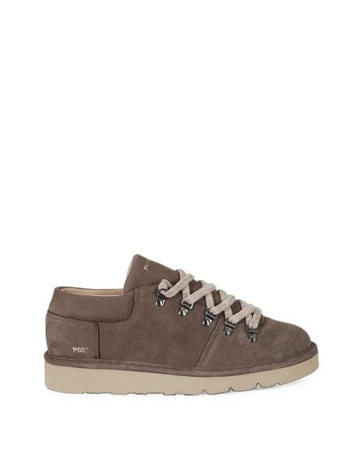 Pànchic Brown P007 Panelled Leather Sneakers for men