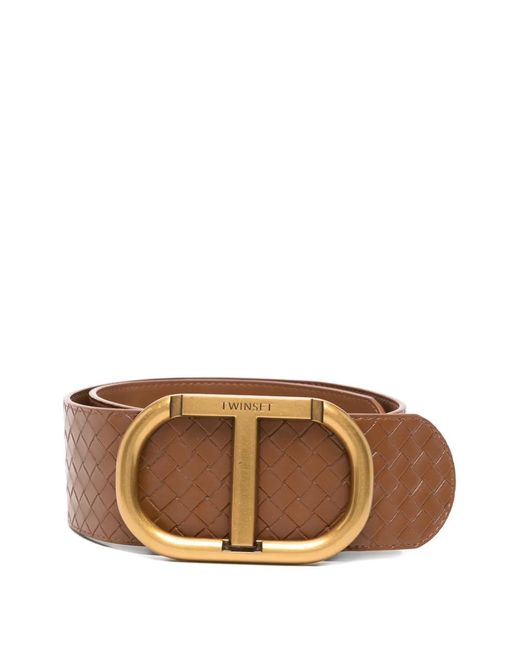 Twinset Brown Woven Oval-Buckle Belt