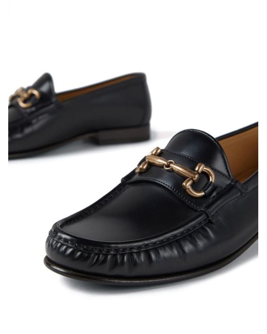 Brunello Cucinelli Black Horsebit Leather Loafers for men