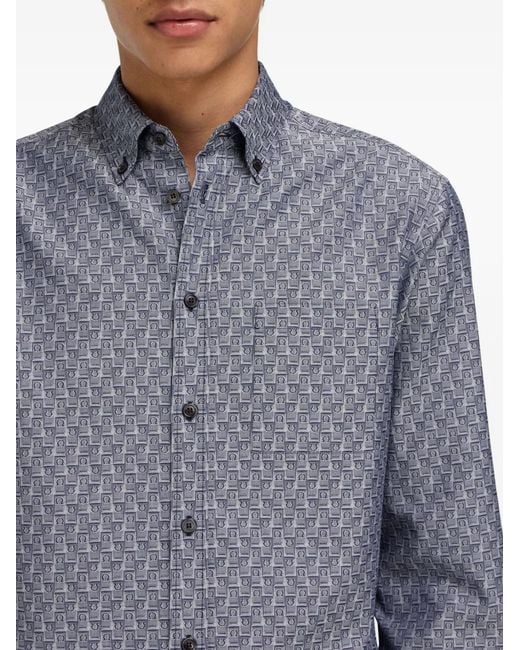 Ferragamo Blue Monogram Shirt for men