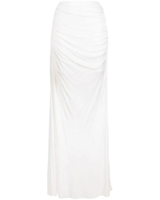 ANDREADAMO White Draped Maxi Skirt