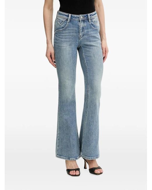 Miss Sixty Blue Bella Contrast-Stitched Mid-Rise Flared Jeans