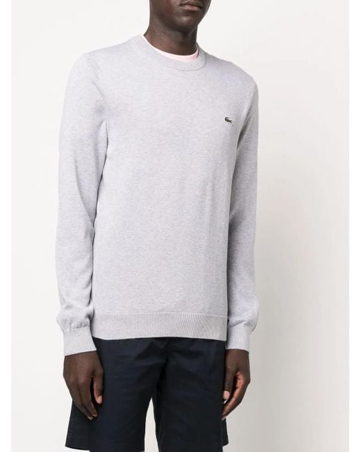Lacoste Blue Logo-Patch Crew Neck Sweater for men